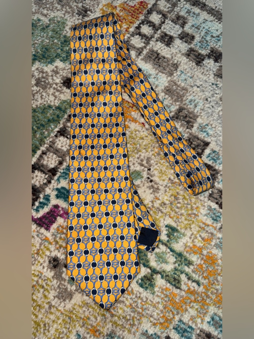 Brooks Brothers Yellow and Navy Geometric Silk Tie